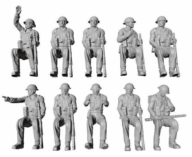 1/100 SCALE WWII British Army Troop Carrier/Lorry figures 9 + Driver ...