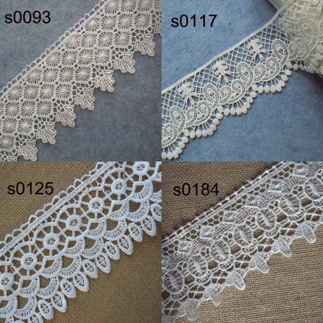 3" - 3.5" Wide Rayon Venise Victorian Floral Lace Ivory, White zhs30