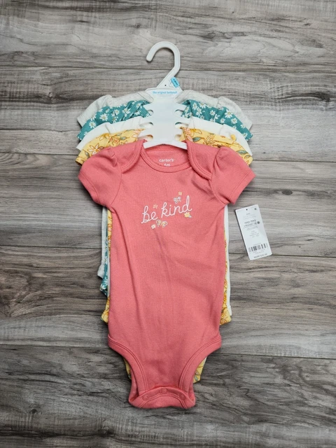 Carters Baby Girl Flower Print Short Sleeve Bodysuits 5 pack NWT 6M (1173)