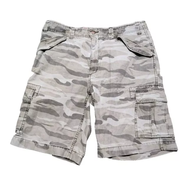 VINTAGE Mossimo Cargo Supply Shorts Size 36  Camo Cotton Canvas Mens