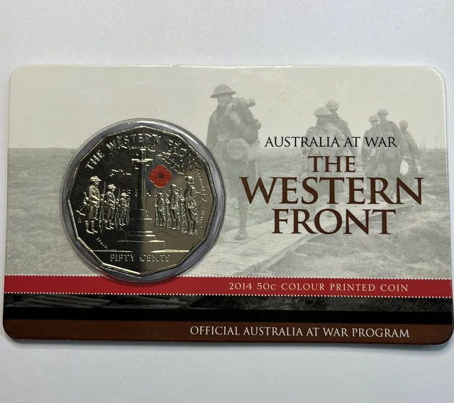 2014 50 CENT Coin The Western Front Australia at War RARE Coloured