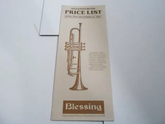 Vintage  Musical Instrument Catalog Price List - Blessing - Dec 15 1987