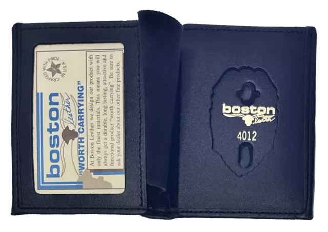 BOSTON LEATHER BOOK STYLE BADGE WALLET: Shield Cutout (150-S-4012)