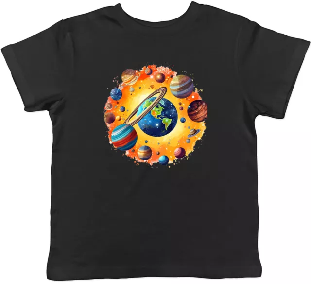 Earth Space Kids T-Shirt Solar System Planets Childrens Boys Girls Gift