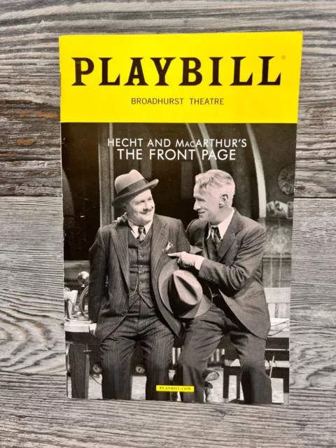 The Front Page, Playbill, December 2016, Broadhurst Theatre