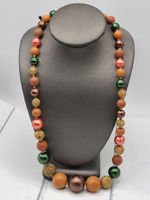 Vintage Colorful Beaded Japan Necklace 16"