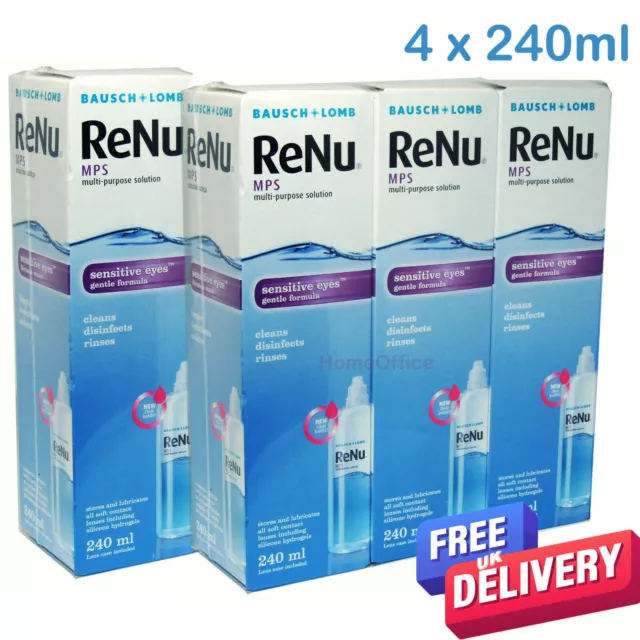 4 x 240ml ReNu Multi-purpose Contact Eye Lens Solution Cleaner  Bausch & Lomb