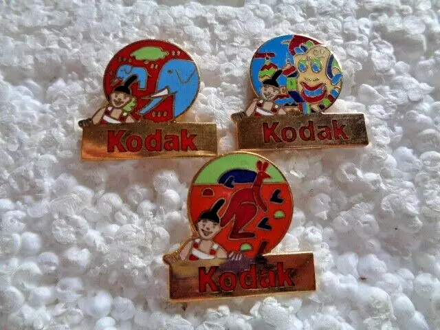 Job lot of 3 Kodak camera film Shaped photography metal lapel pins