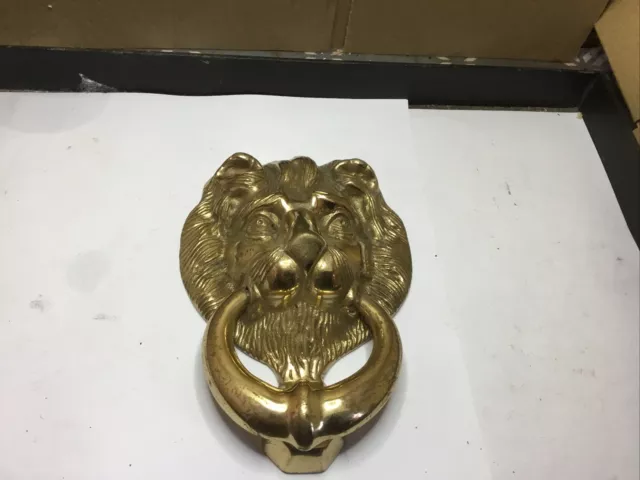 Vintage Brass Lions Head Door Knocker 6" High 4 1/2" Wide 2" Deep