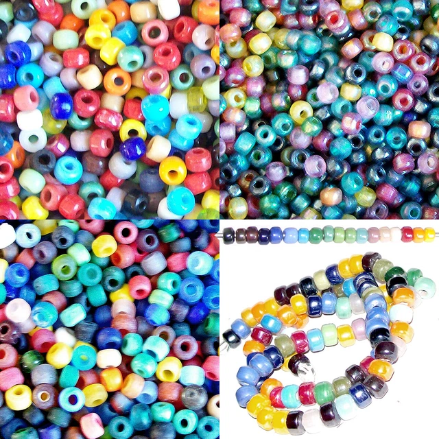 USA | glass CROW 50 beads 9mm random selection large big hole macrame pony