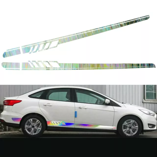 L+R Laser Reflective Car Body Both Side Graphics Vinyl Long Stripe Decal Sticker