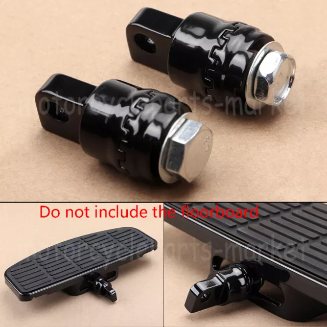 Black Floorboards Male Mount Foot Peg Adapters for Harley Touring Sportster Dyna