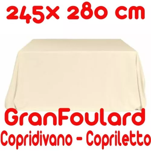 Telo Arredo Copridivano Copriletto GranFoulard copritutto Cotone Avorio 245x280