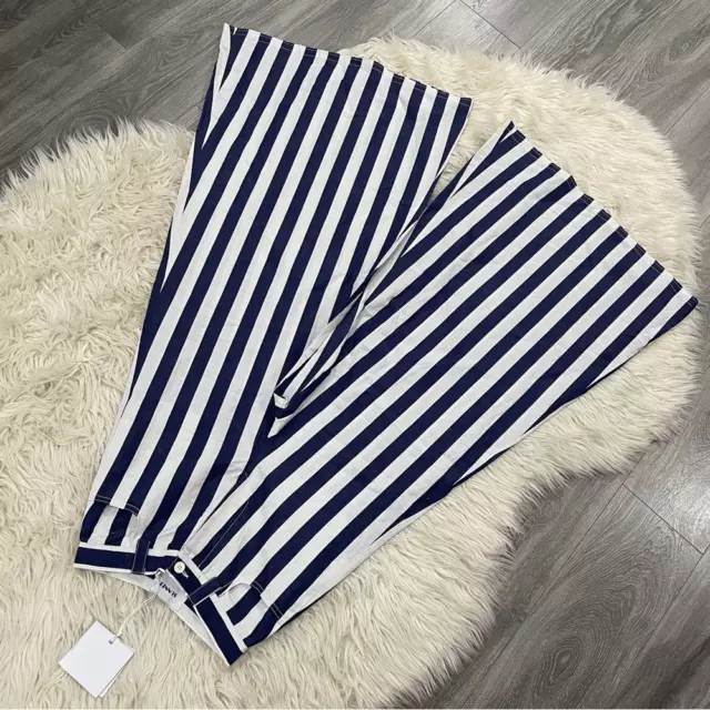 NWT SUNNEI maxi palazzo striped jeans in white blue - s 2