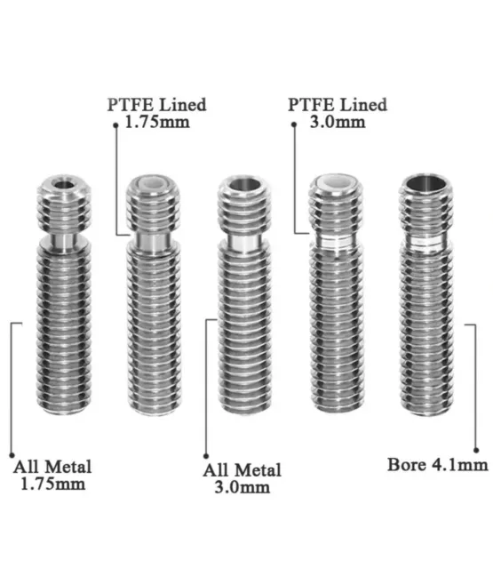 J-Head V5 Hotend Throat For 1.75/3.0mm Filament All-Metal PTFE - 3DPrinter