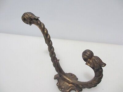Large Brass Plated Coat Hook Hat Hanger Old French Rococo