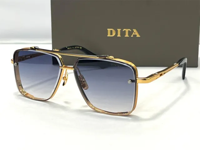 Dita Mach-Six DTS121 62-01 Gold Metal Aviator Sunglasses Dark Grey Gradient Lens