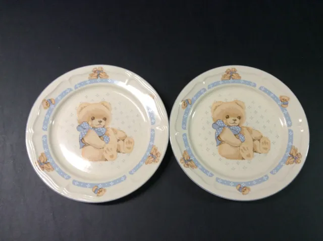 Set of 2 Country Bear Tienshan Stoneware 10-1/2 Inch Dinner Plates (Very Good)