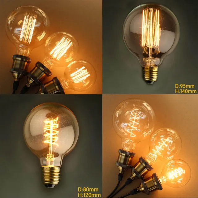 E27 Screw Vintage Filament Edison Retro Bulb Globe Industrial Lamp Light 40W/60W