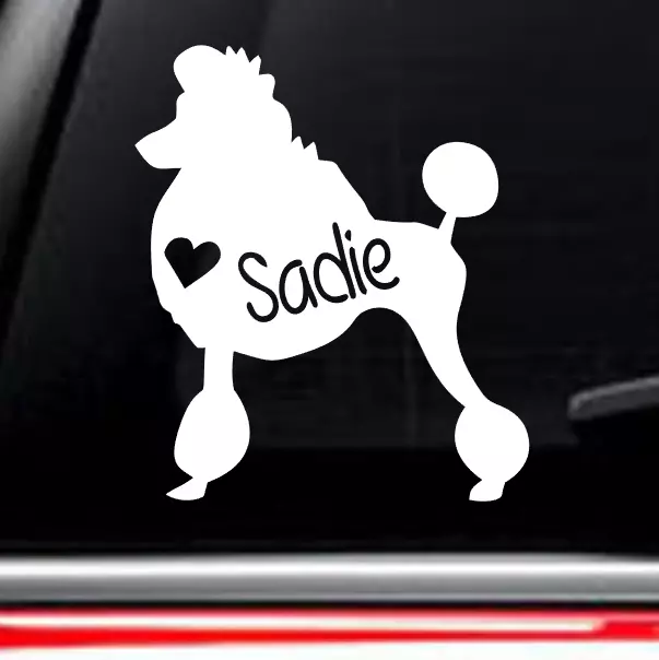 Poodle Dog car decal with custom name