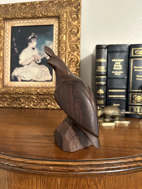vintage ironwood carved quail figurine