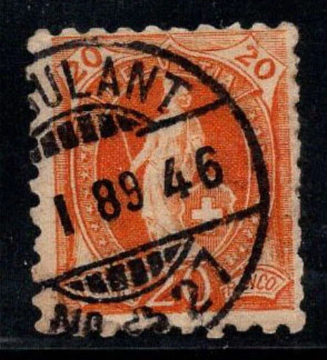 Suisse 1882 Mi. 58B Oblitéré 40% Helvetia, 20 C