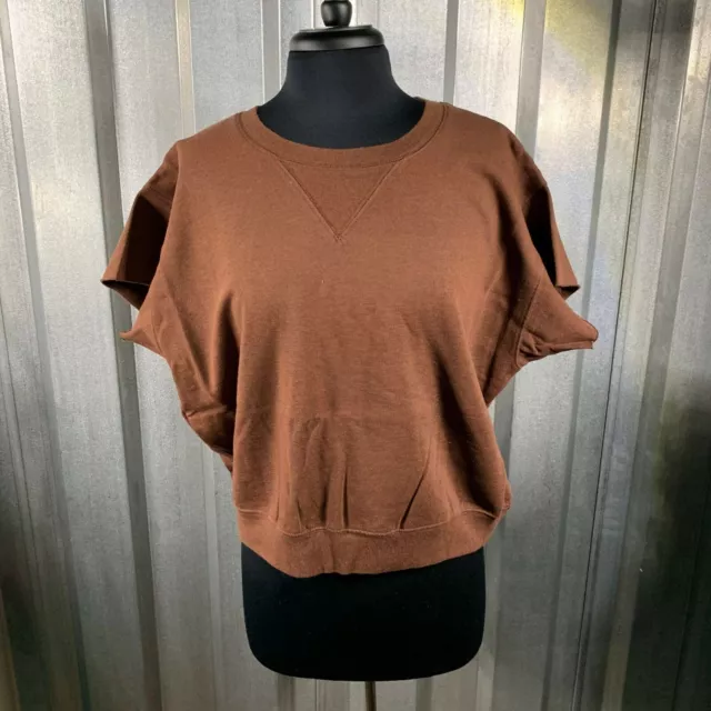 BLK DNM Womens Mahogany Short Sleeves Sweatshirt M New