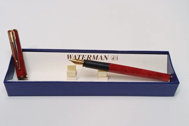Stylo Plume Waterman Or Marbré Bordeaux Marron - Taille F