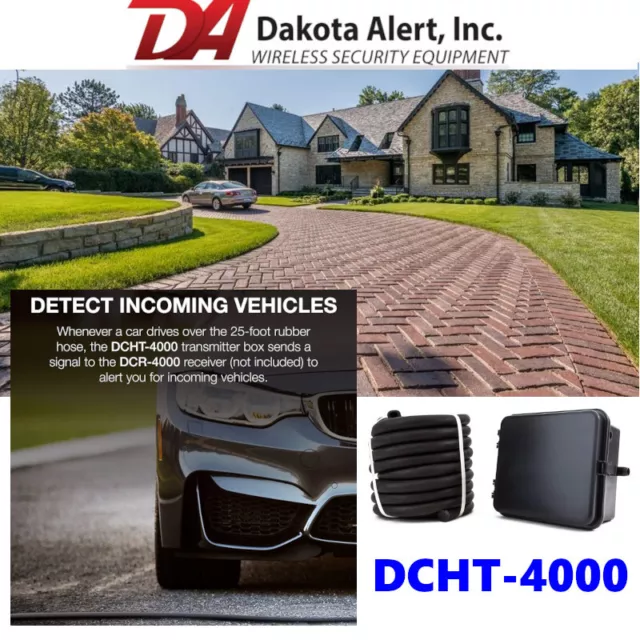 Dakota Alert DCHT-4000 Up to 1-Mile Long Driveway Rubber Hose Alarm Transmitter