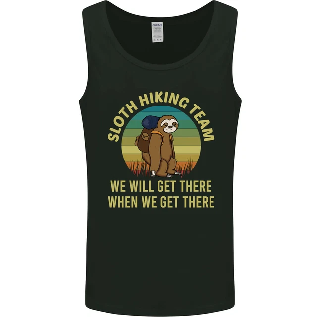 Sloth Hiking Team Funny Trekking Walking Mens Vest Tank Top