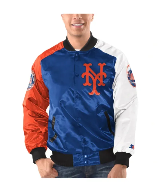 STARTER Mens New York Mets Varsity Jacket, Blue, Small