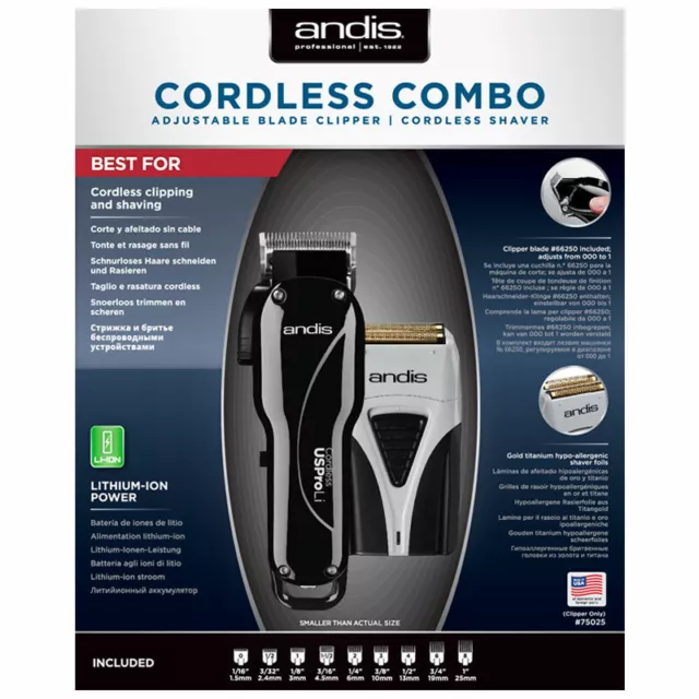 Andis Cordless Combo Envy Li Clipper & Pro Foil Plus Ts-2 Shaver (+ Carry Case)