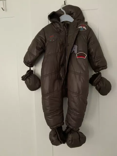 Stivali da neve Absorba bambino con cerniera Was £100 guanti foderati in pelliccia 9 m marrone 6-9 m