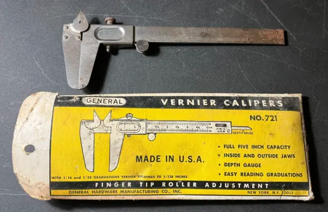 Vintage General Vernier Calipers No. 721 with Sleeve  -  WORKING