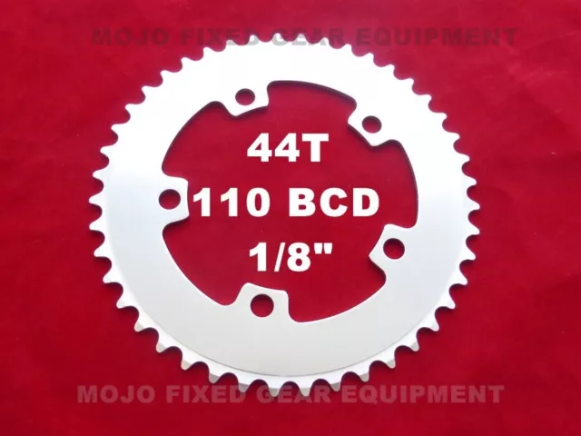 MOJO Fixed Gear Chainring 44T - 110 BCD Track Fixie single speed 1/8" - Silver