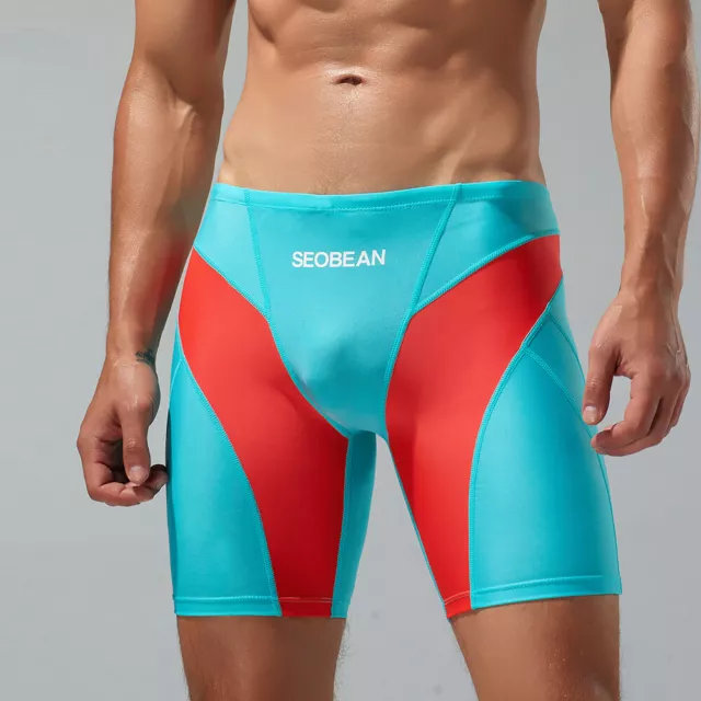 2023 New Seobean Mens Low Rise Color Block Swimwear Long Vortex Swimwear