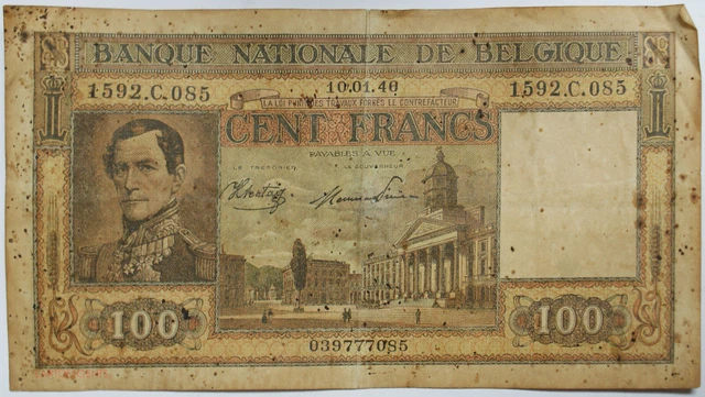 100 francs belgique 10-1-1946:: Belgium P126