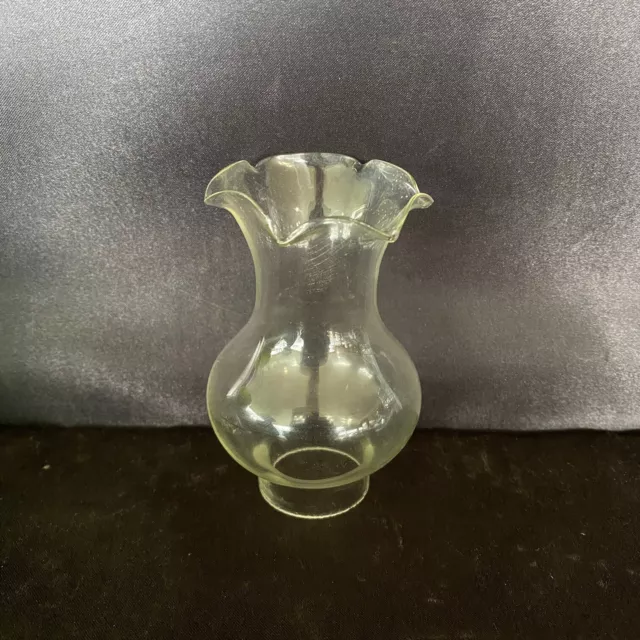 Glass Oil Lamp Chimney Pixie M with Frill top - 32mm base diameter, 90mm tall.
