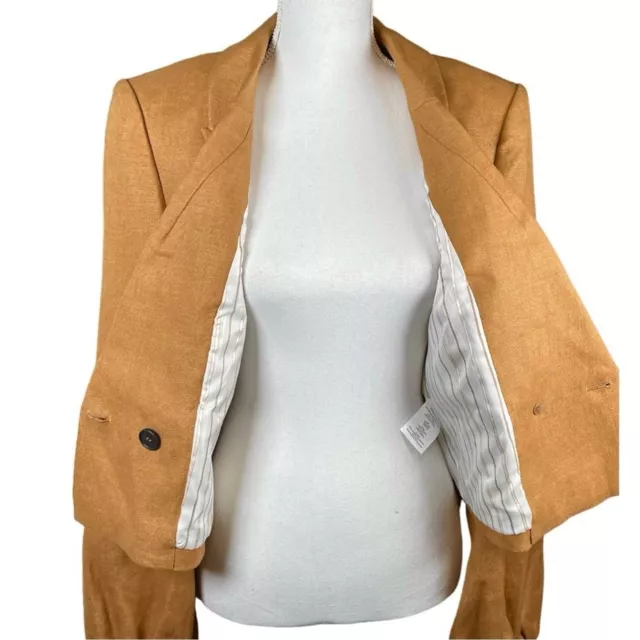 Veronica Beard women’s size 14 camel Linen Milani Cropped business casual blazer 3