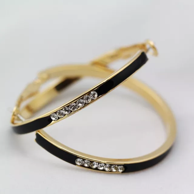 Girls 18K Gold Plated Fashion Crystal Round Hoop Earrings Stunning Lovely Gifts