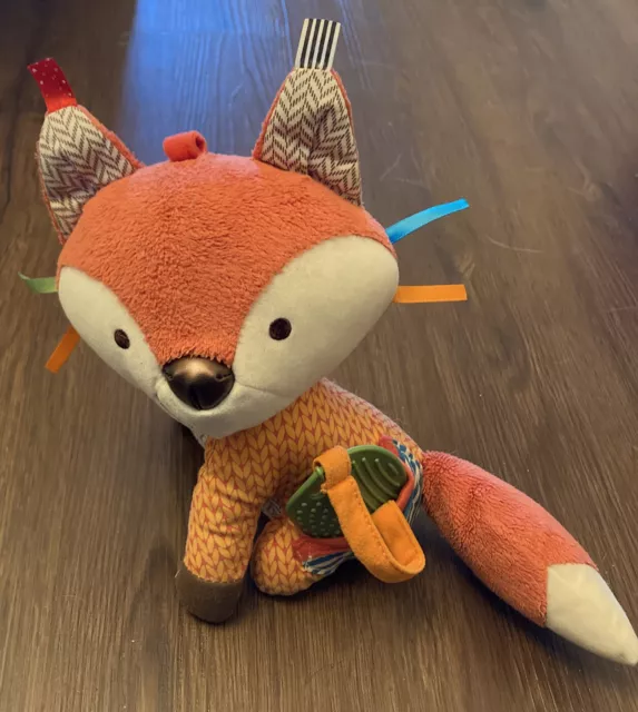 Skip Hop Orange Fox Plush Stroller Crib Bandana Rattle Teether Activity Sensory