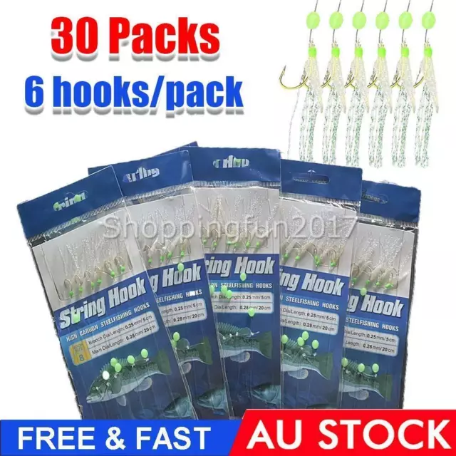 30Packs/lot Sabiki Fish skin Soft Fishing Lure Rigs Bait Jigs Lure soft 8# OZ