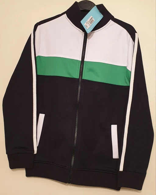 GIACCA TUTA COMPLETA M&S zip - Verde Bianco Navy - ETÀ 9-10 ANNI - PREZZO DISPONIBILE £36!