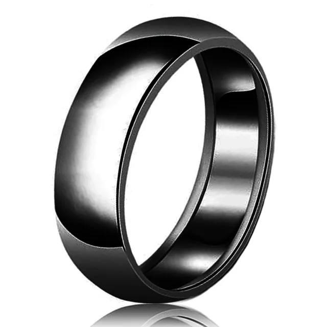 Black Stainless Steel Wedding Band Ring Plain Comfort Fit FREE ENGRAVE 3mm-10mm