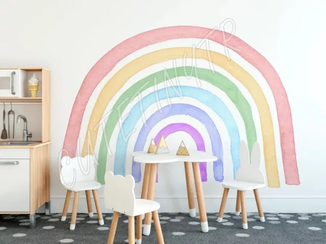 Decalcomania acquerello multi arcobaleno, arcobaleno Boho neutro,...