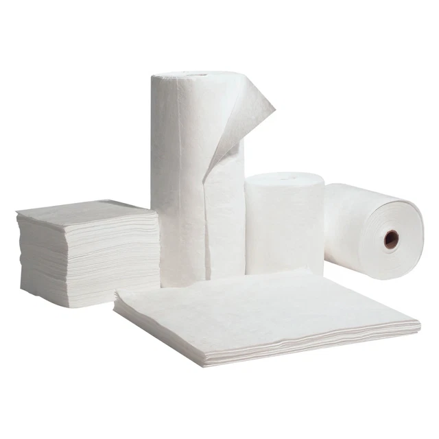 19" x 15" White Standard Meltblown Oil/Chemicals Sorbent Pads 100 Pieces