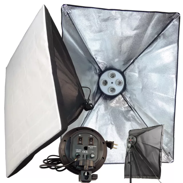 2PCS Photo Studio 50 x 70cm US E27 4in1 head Socket Lighting Lamp Softbox 120V 2