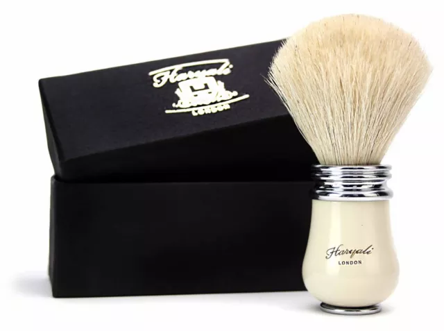 Puro Bianco Tasso Capelli Pennello da Barba Con Avorio Manico UOMO Perfect Shave