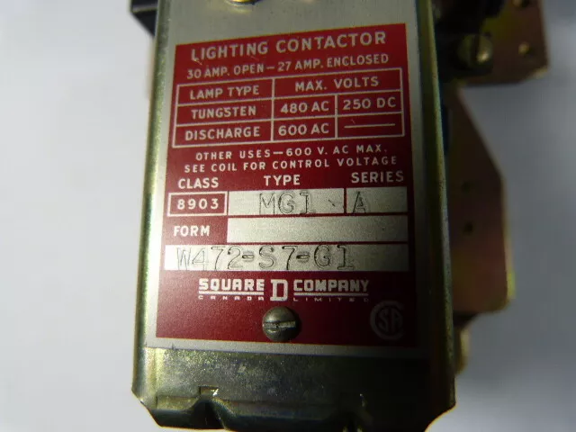 Square D 8903-MG-1-V02 Lighting Contactor 110/120V Coil  USED 3