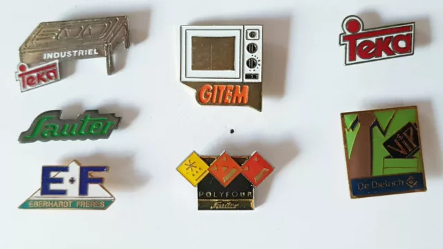 Lot de 7 Pin's rares thème électroménager De Dietrich, Teka, Sauter, etc